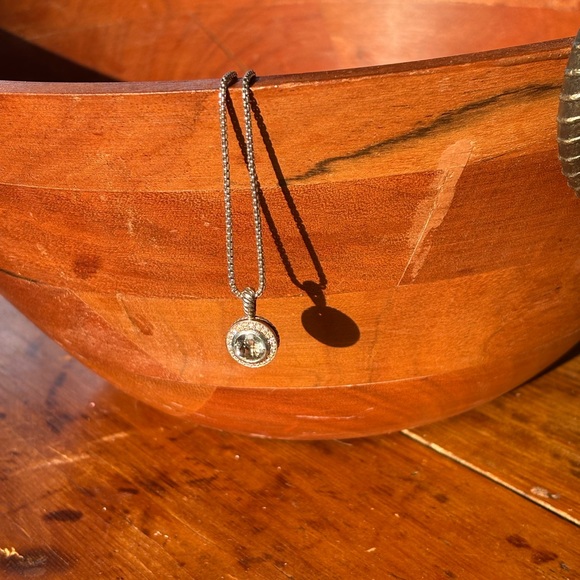 David Yurman Sterling Silver Smoky Quartz & Diamond Petite  David Yurman Cerise Pendant Necklace, 17” Box Chain